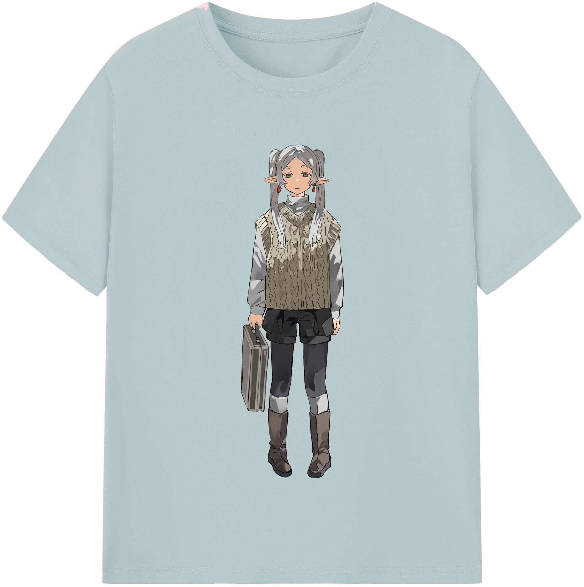 （画像用） 葬送のフリーレン Frieren 綿100％半袖Tシャツ（フロントプリント）